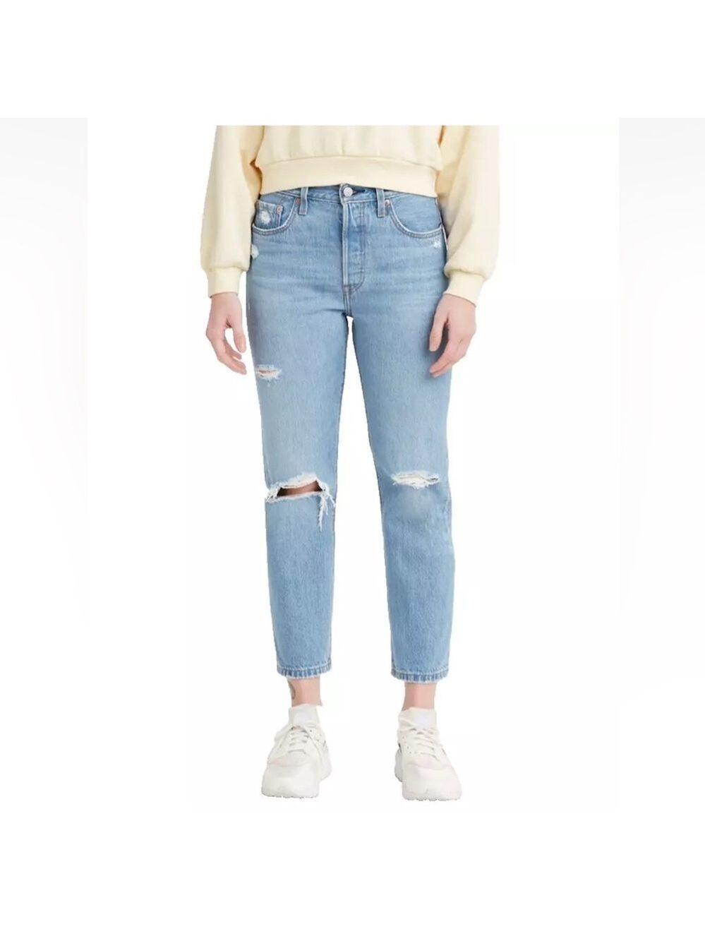 Levi's Women's 501 High Rise Cropped Jeans Distressed Sz 29x28